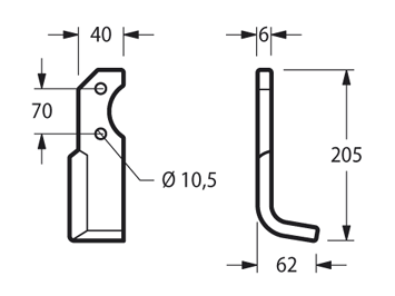 ZAPPETTA PER BRUMI DS10 INTERNA PIATTO 40x6 MM SQUADRO - 16 -