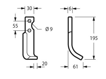 ZAPPA ZAPPETTA GRILLO MOTOCOLTIVATORE 126/127 PIATTO 30x6 MM ARCO