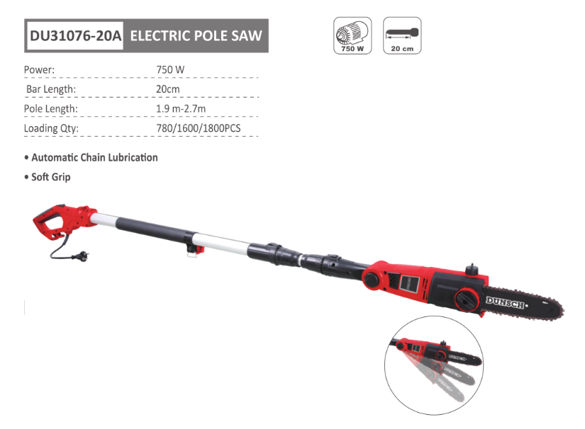 Potatore elettrico telescopico potenza 750 W - DUNSCH - DU31076-20C