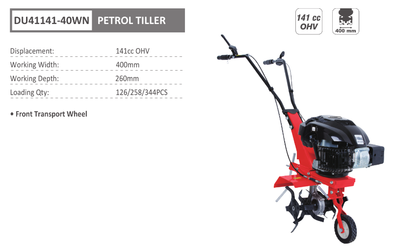 Motozappa con motore a scoppio 141 cc OHV potenza 3.17 kW - DUNSCH - DU41141-40WN