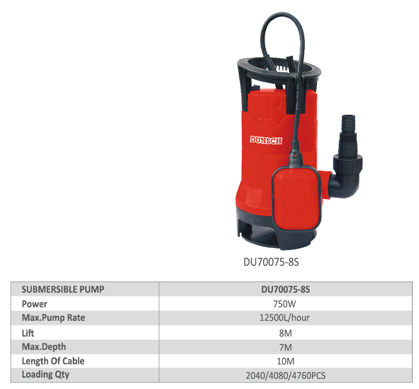 Pompa ad immersione elettrica potenza 750 W - DUNSCH - DU70075-8S